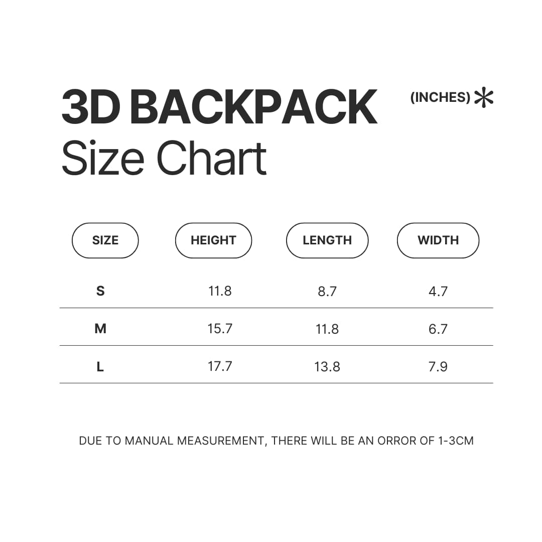 3D Backpack Size Chart - Sailor Moon AU Store