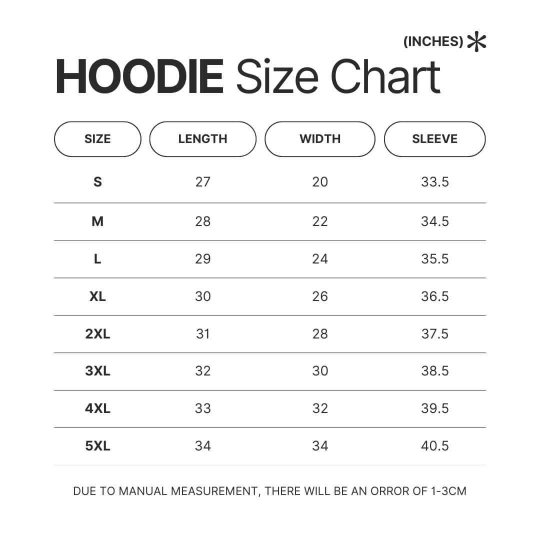 Hoodie Size Chart - Sailor Moon AU Store