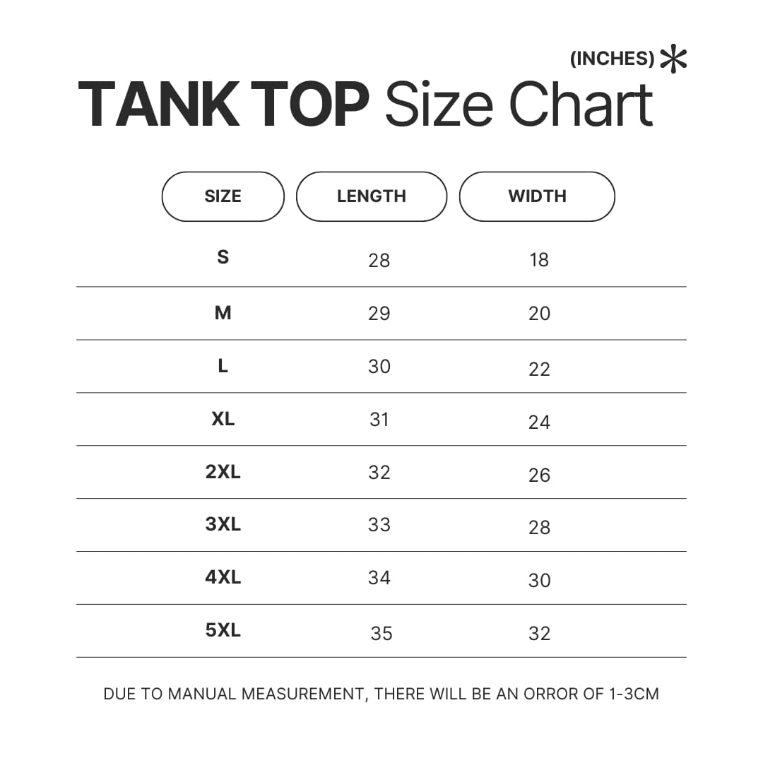 Tank Top Size Chart - Sailor Moon AU Store