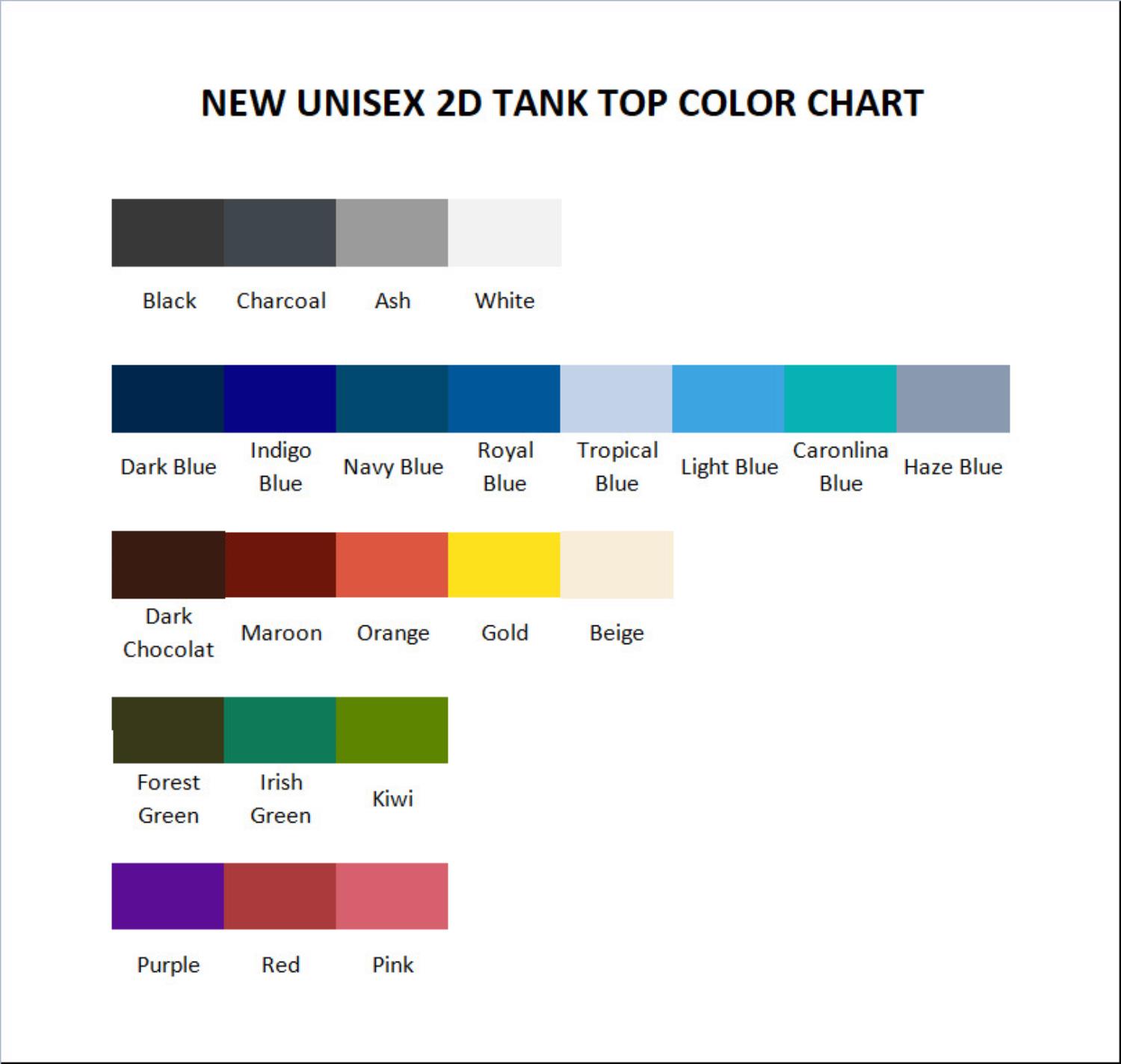 tank top color chart - Sailor Moon AU Store