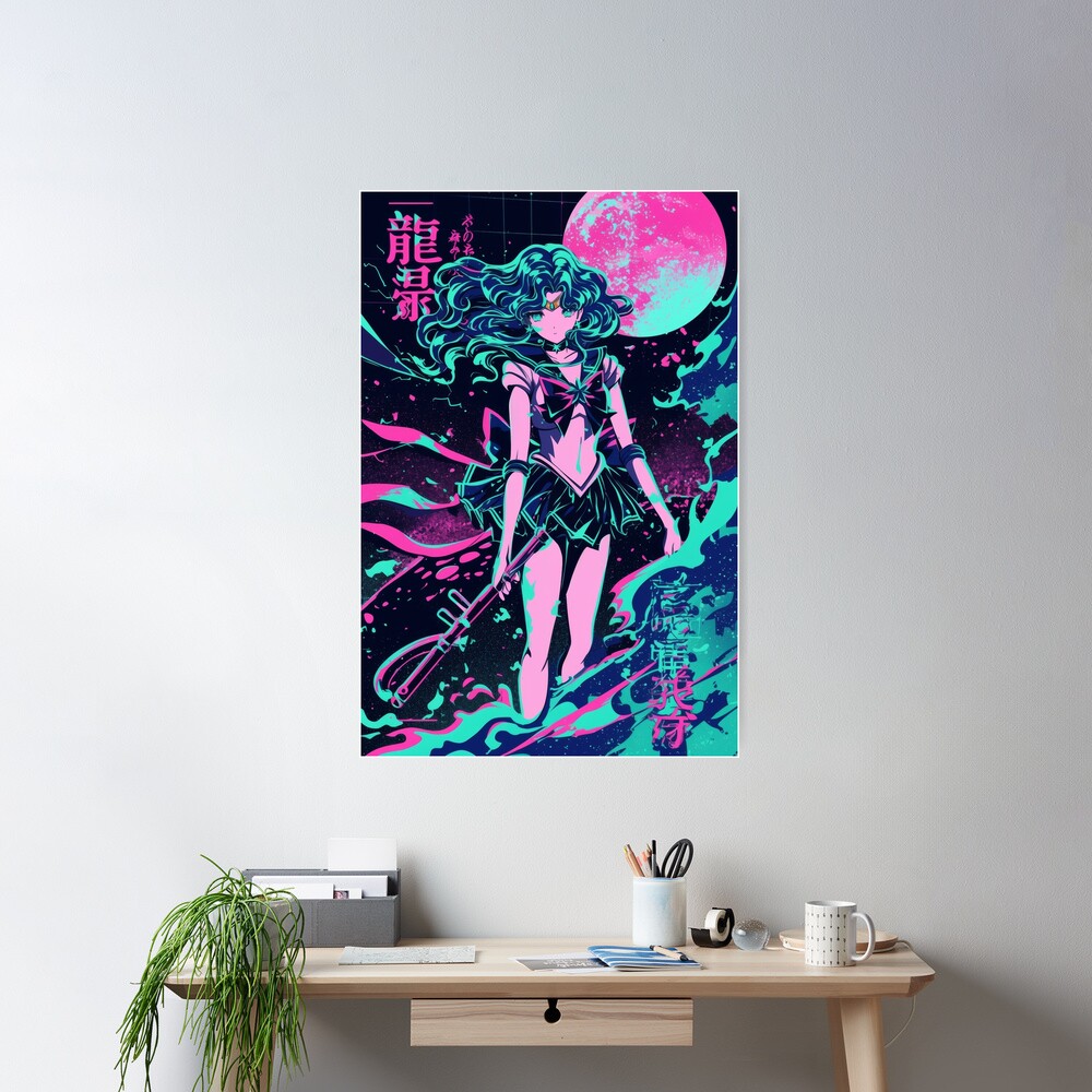 Sailor Neptune Neon City Night Poster - Image 2