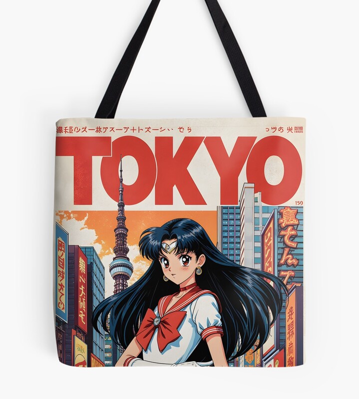 Sailor Mars Vintage Travel Poster In Tokyo Tote Bag