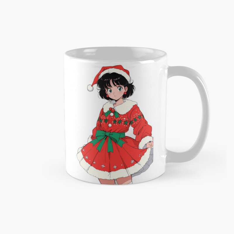 Cute Girl In Christmas Outfit Retro Anime Mug